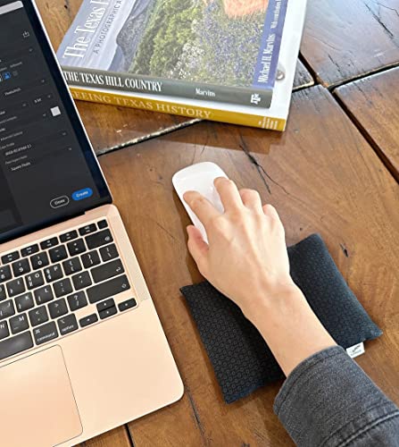 Large Beaded Mouse Wrist Rest (6"Lx4.5"W) Pad | Heating Therapy Cushion | Usa Handmade | Washable Cotton Fabric | Rice Bag | Carpal Tunnel | Home Office Deco (Dark) #TOP5