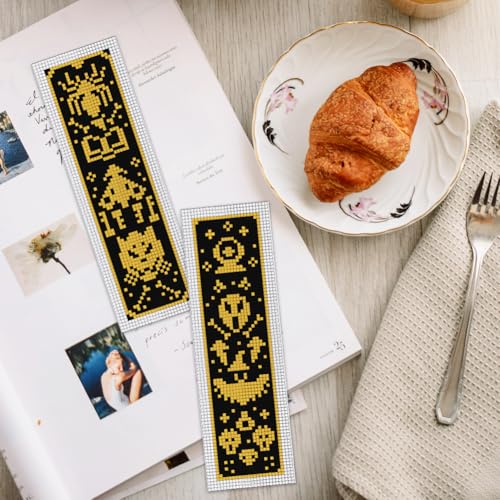 Image of INFUNLY 6pcs Magic DIY Cross Stitch Bookmark Kits 8''x2.4'' Divination Bookmark Making Kits with Instruction Inspirational Embroidery Bookmark Set DIY Needlepoint Bookmark Kit for Gifts