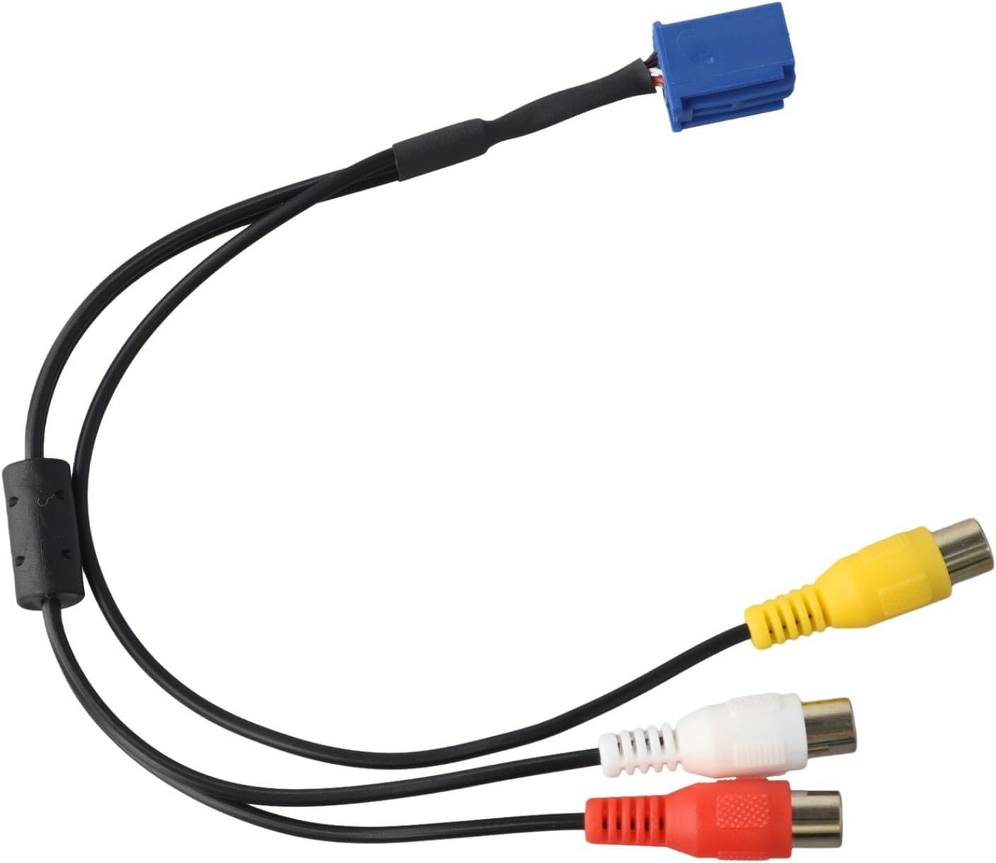 6-Pin Blue AV Adapter Cable for Car Audio – VTR Video Input Connector, ABS Housing, Direct -and-Play Wiring Harness for Rear Deck Installa
