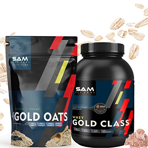 Image of SamFit Gold Class Whey 1kg + Oats 1Kg | 24g Protein Per Sccop | Chocolate Flavoured