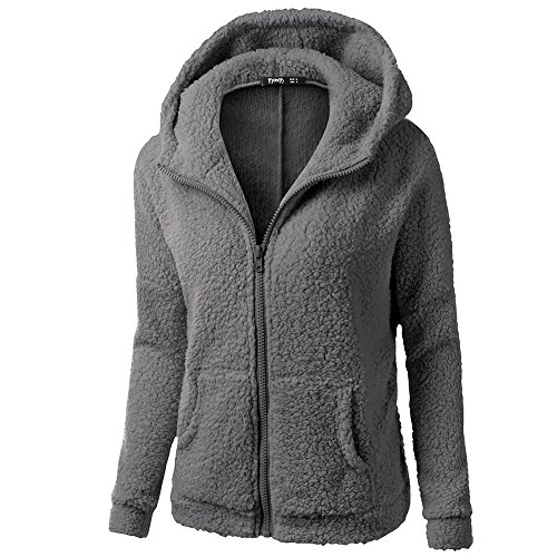 Pull d'extérieur pour femme en coton gris foncé M avec capuche