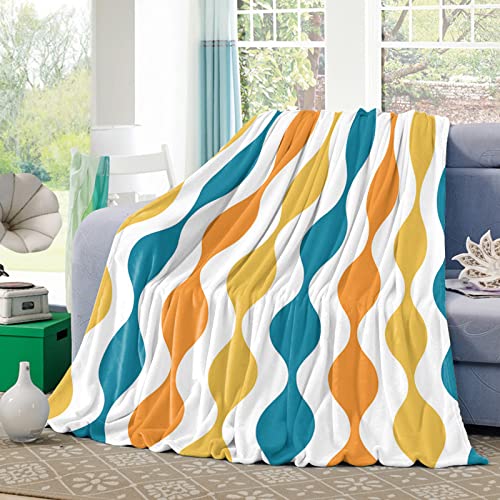 Modern Vintage Geometric Wavy Stripe Throw Blankets for Sofa Couch Bed Decorative Mid Century Boho Colorful Drop Shapes… - Image 3