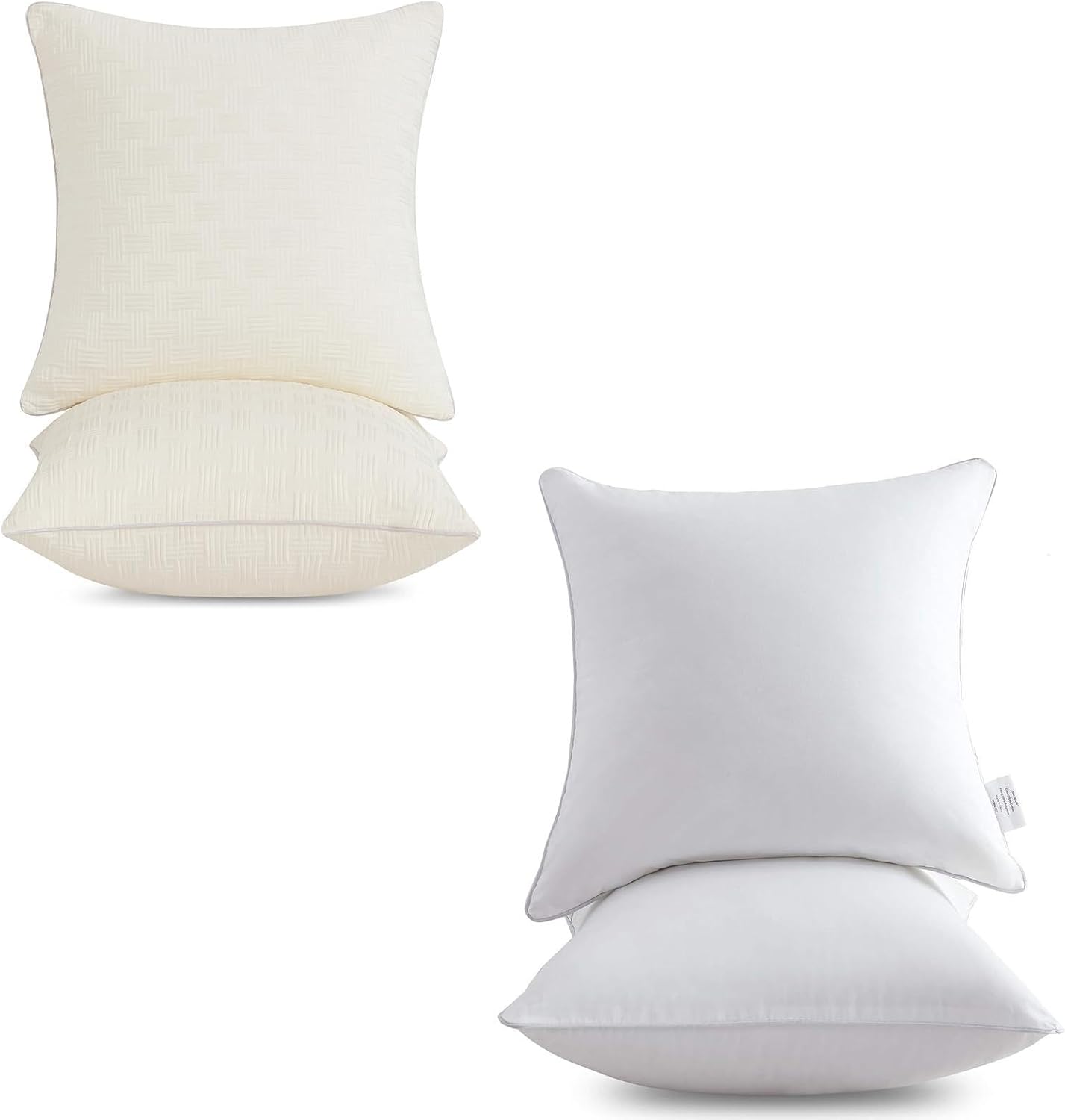 Leeden 18 x 18 Pillow Inserts Set of 2 (White) & 18 x 18 Pillow Inserts Set of 2 (Beige)