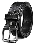 YOETEY Leather Gun Belt for Men - 1.5' Black Heavy Duty Belt for Work CCW