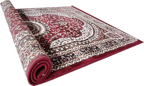 Image of New Kashmiri Design Silk Carpets for Living Room Bedroom Drawing Room Guest Room Hall 2 Feet x 6 Feet Maroon Colour