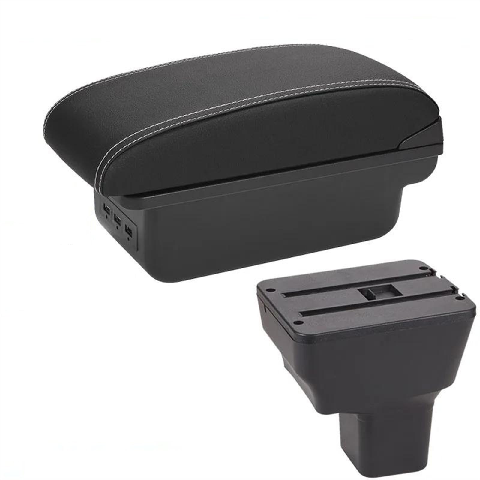 NMJLQW Storage Rack Car Center Console Storage Box Multifunctional Armrest Storage Box Interior Accessories For Kicks 2016-2021(B3 Black white 3USB)