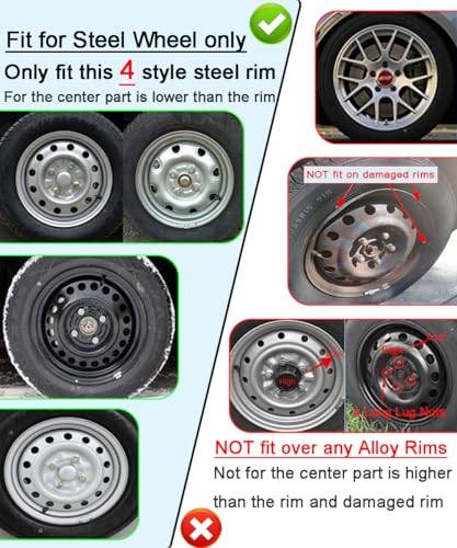 Image of Hubcap Wheel Cover Replacement R14 Hub Caps Universal-Fit Steel Wheel Rim Cover ABS Material Exterior Accessories for Car Truck SUV -Set of 4(14-inch,Silver)