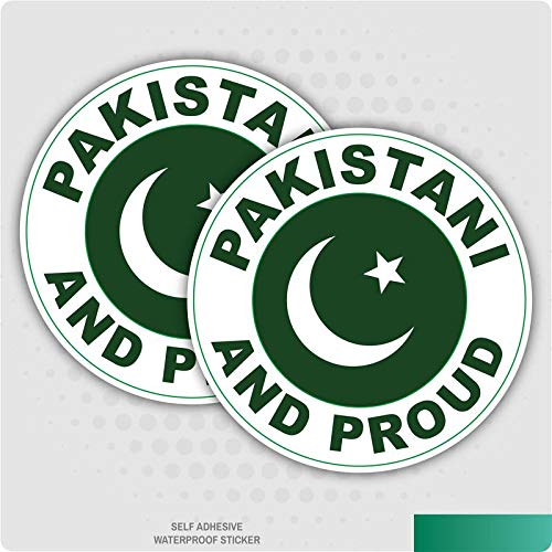 2 x Pakistani and Proud - Flag Car Van Lorry Vinyl Self Adhesive Stickers