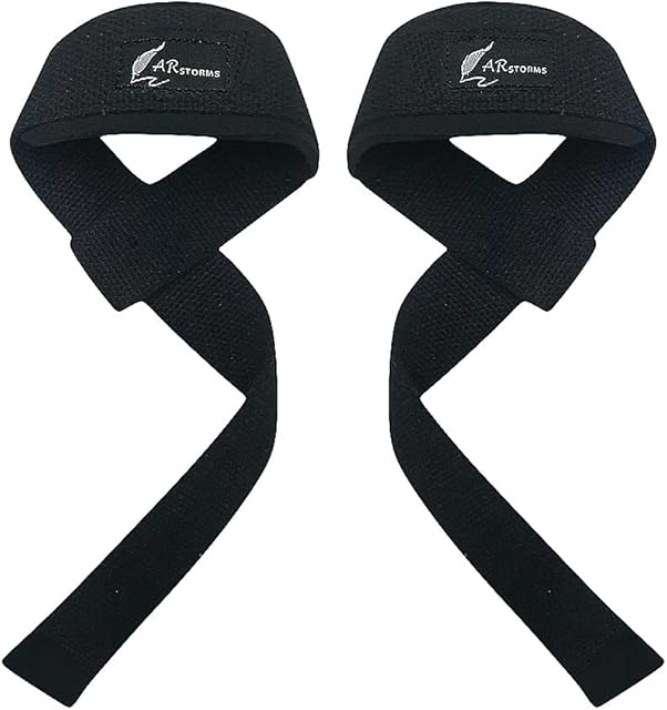ARSTORMS Weight Lifting Straps with Premium Neoprene Padded Wrist Support,Gym Straps for Powerlifting,Deadlifting,Crossfit and Bodybuilding (BLACK)