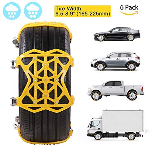 Car Tire Snow Chains - Premium Quality Strong Durable All Season Anti-Skid Car, SUV, and Pick Up Patterned Tire Chains for Emergencies and Road Trip