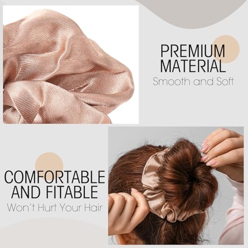 Image of Tatuo 24 Pieces Hair Scrunchies for Girls,Elegant Colors,Satin | Large Soft Elastic Scrunchies for Kids Women, Bulk Pack for Party Favors Gymnastics Dance, Ponytail Ties Gentle Hold