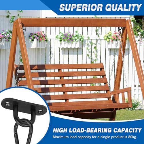 Rierousy 4 Stück Augplatte Edelstahl, Augplatte Schwarze mit M6-Karabinerhaken, Ösenplatte 6cm-80kg, Augplatte Schwerlast für Wand-Befestigung, Decken-Befestigung, Augplatte mit Öse