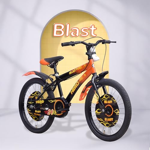 Image of Hero Blast 20T Single Speed Bicycle for Kids | Black-Orange | Rigid | Caliper Brake | Steel Frame : 12Inches | Rider Height : 3ft 8 inch - 4ft 5 inch | 95% Pre-Assembled(Ready to Ride in 5 Mins)