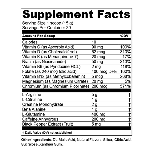 Mtn Ops Yeti Monster Pre-Workout Powder Energy Drink 30-Serving Tub, Green Apple #TOP1