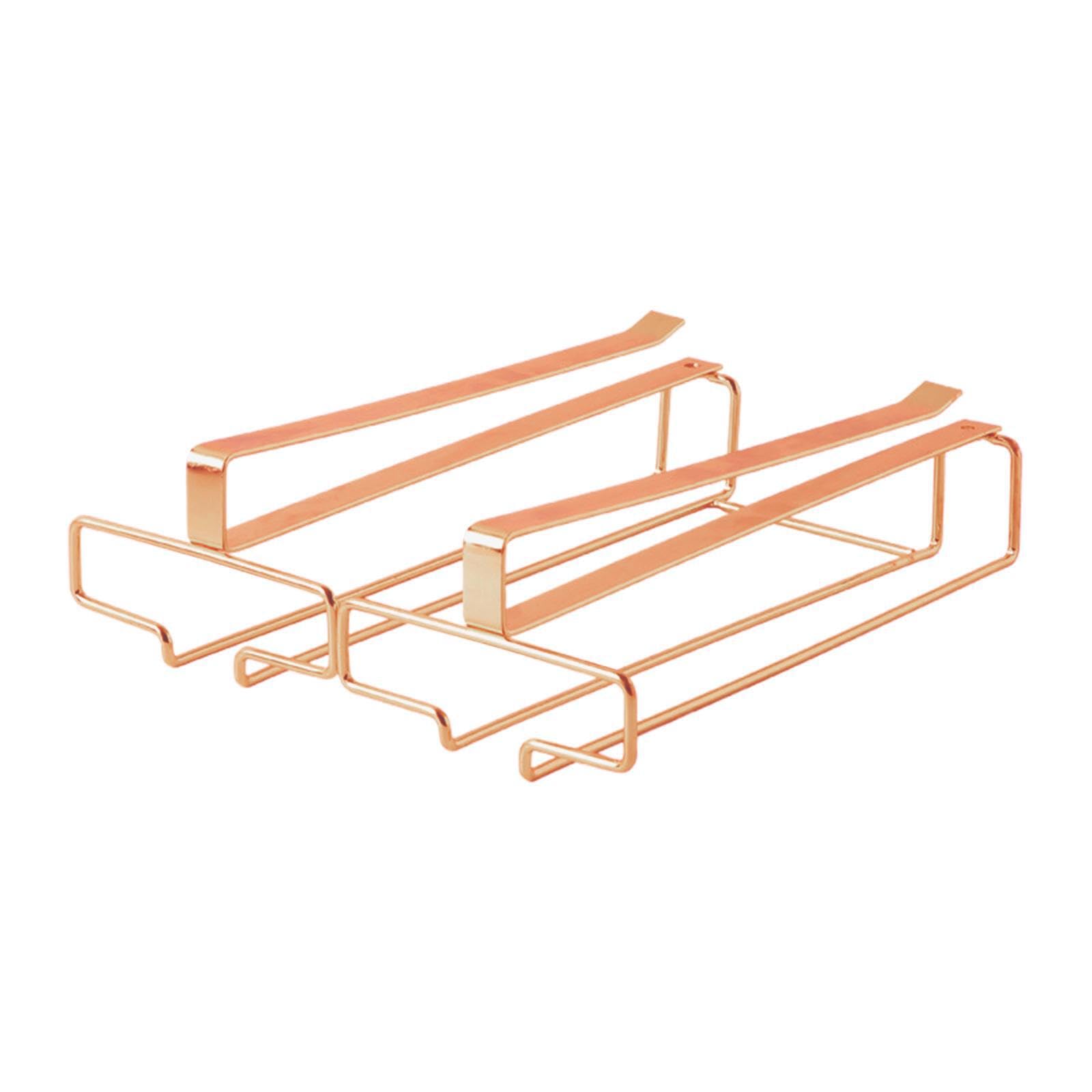 PIXZCSA Rust Proof Under Cabinet Hanging Mug Holder Wine Glass Rack Space Saving Glass Storage Organizer Hanger Durable Under Cabinet Stemware Racks Suspended