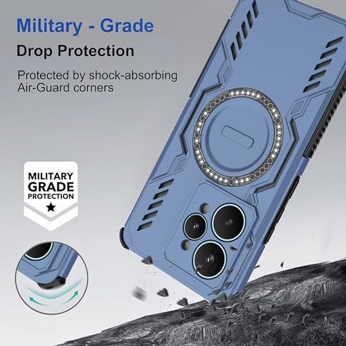 Image of amazon basics Back Case Cover for Realme 15 5G | MagSafe Case with Built-in Metal Ring | Supports MagSafe Charger, Wallet & Car Mount | Shockproof Hybrid PC + TPU | Blue