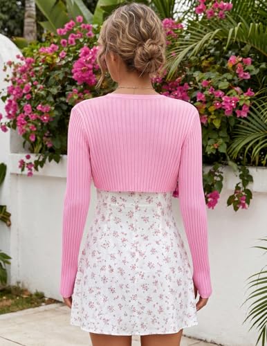 Image of Women's Long Sleeve Shrug Sweaters Knit Bolero Shoulder Open Cropped Cardigan