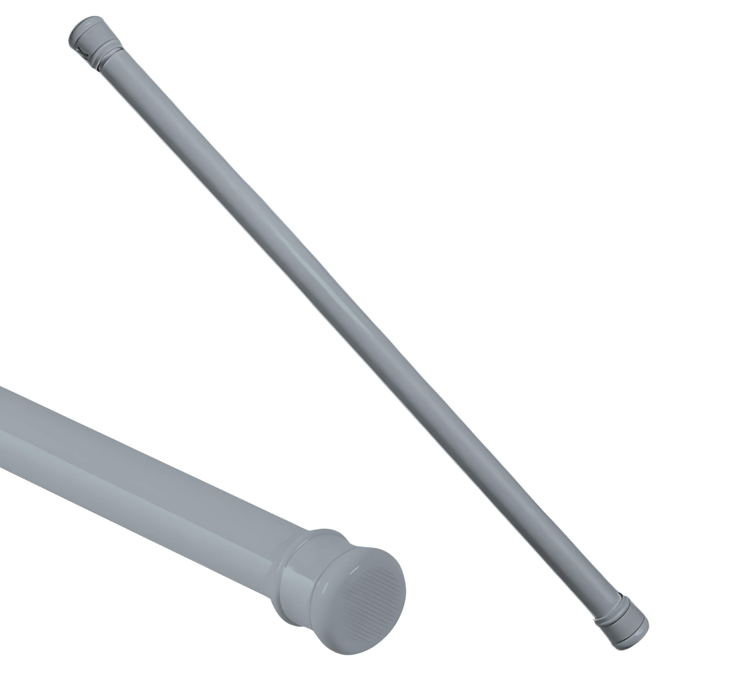 FeelingsShower Curtain Rod Extendable, Grey, Adjustable 110-190 cm, Rust-Resistant, Easy Install
