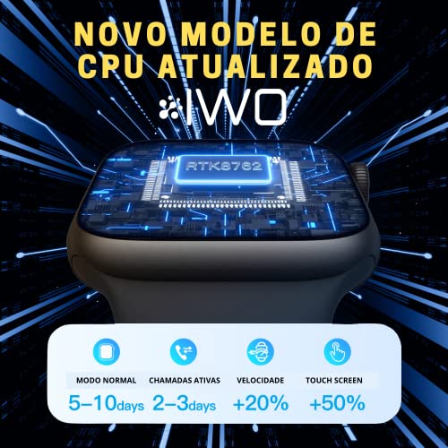 SmartWath Original IWO W58pro 44mm Série 8 Original na Cor (PRETO)