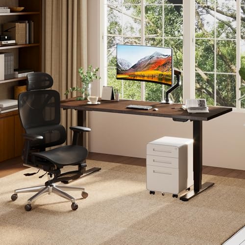 Image of FLEXISPOT E6 MAX Bamboo 78x30 Inch Dual Motor 3-Stage Heavy Duty Standing Desk, 330lbs Weight Capacity, Height Adjustable Desk w /Cable Management & Wheels (Solid Walnut Bamboo Desktop + Black Frame)