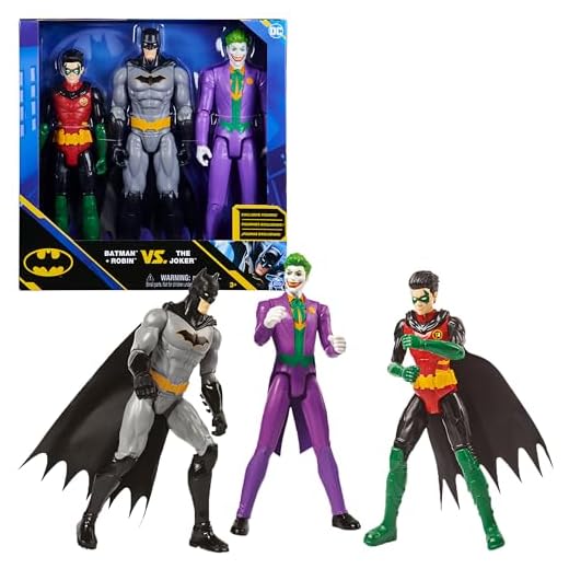 BATMAN - DC COMICS - Pack Figura Batman Y Robin contra Joker: Figuras de Acción de 30 cm - 6064967 - Superheroes Juguetes - Juguetes Niños 3 Años +