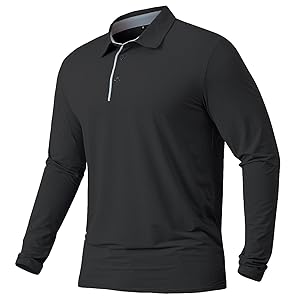 NAVEKULL Men's Performance Lightweight Long Sleeve Polo Shirt Quick Dry Moisture Wicking Sports Athletic Golf Shirts