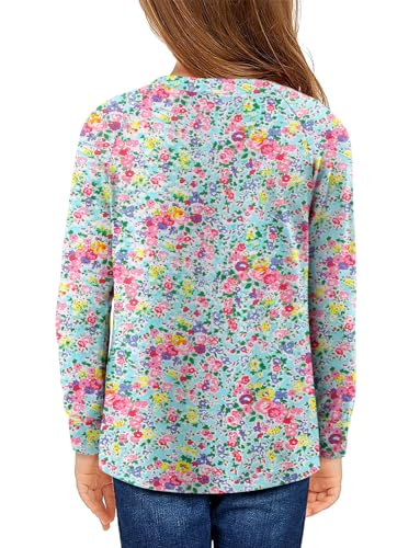 storeofbaby Girls Long Sleeve Shirts Casual Front Pleats Tops Round Neck Blouses 4-14 Years3