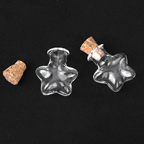 Mini Glass Jars Wishing Bottles Vials with Cork Stoppers Wedding Favours 10Pcs (Star Shape)