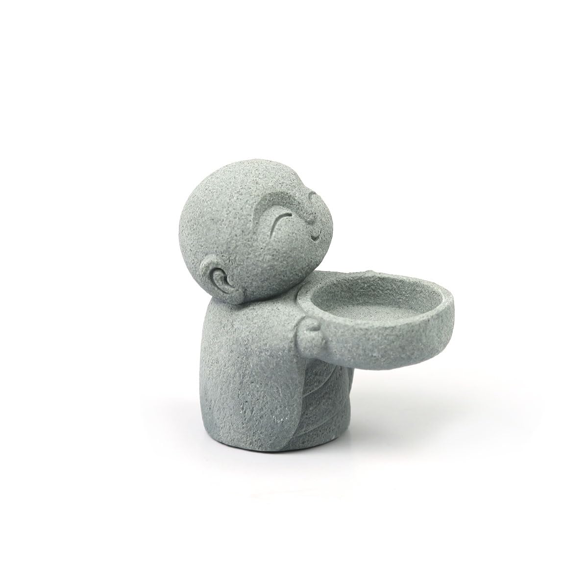 Hyfan Grey Small Sandstone Buddha Statue Zen Monk Sculpture Candle Holder Figurine Imitation Bluestone Design Praying Ornament Home Office Feng Shui Decor For Bringing Good Luck Wealth (Jizo Monk)