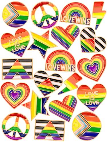 JUNEBRUSHS Pride Brosche, 20 Stück Pride Regenbogen Broschennadeln LGBT Anstecker Pin Pride Gay Anstecknadel für Hut Rucksack Deko