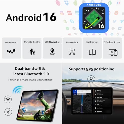Image of Android 16 Tablet, 10 Inch Tablet with Keyboard, Octa-Core, 24GB RAM 64GB ROM 2TB Expand, 2 in 1 Tablets with Gemini AI, 6000mAh, WiFi, Widevine L1, GMS, Tablets with Case, Mouse, Stylus (Black)
