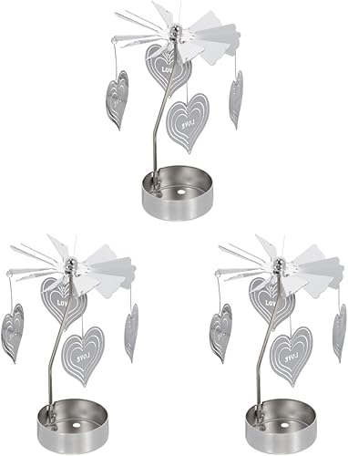 Outanaya 3 candelabros de metal con forma de corazón para chimenea de bricolaje decoración de restaurante fiesta soporte giratorio soporte romántico