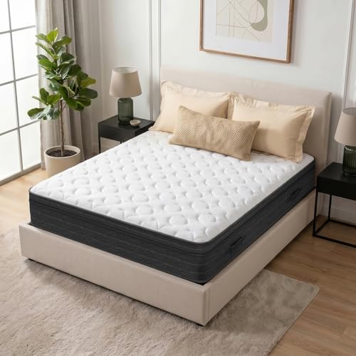 Image of Yaak Full Size Mattress 12 Inch - Cooling Hybrid Single Mattress in a Box for Back Pain Relief - Pocket Spring & Memory Foam | Fiberglass-Free, Medium Firm Feel, CertiPUR-US, 120 Nights Trial