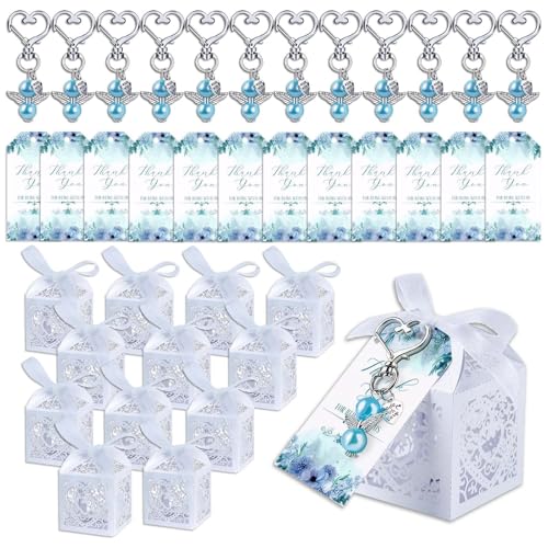 Boîte à Dragées,Mariage Baptême Pendentif Porte,Cadeau Invité Baptême - 12 Cadeaux Avec Charmes d'Ange et Étiquettes, Cadeaux d'invités de Mariage...