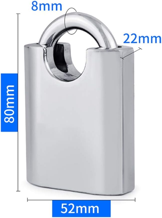 Keyed Padlocks Key Padlock, 3 Same Keys, Waterproof, Rust-Proof and Anti-Theft, Width 52/60/70mm (2/2.4/2.8in), Used for Lockers, Garages, Fences (Size : 52mm)