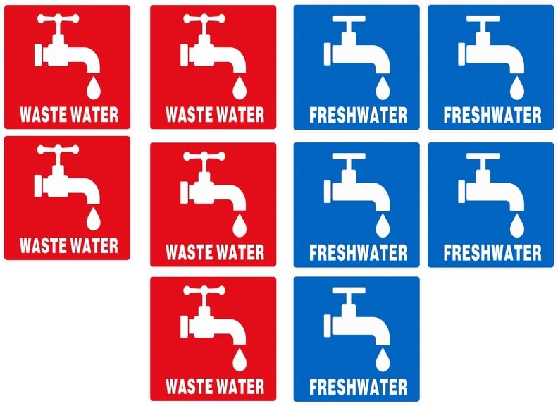 10 x Autocollant sticker vinyle waterproof fresh water and hot water