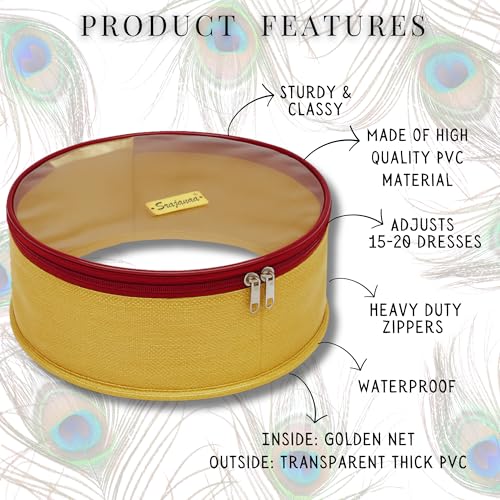 Image of Lord Krishna /Ladoo Gopal PVC Dress Round Storage Organizer Boxes | Durable & Transparent Storage Solution for Clothes & Accessories | Set of 7.5 Inch & 13.5 Inch | Ideal for Organizing