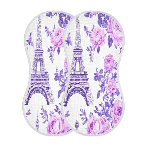 Beautiful Eiffel Tower Plant Burp Cloths Cotton Baby Washcloths,Large 22x11in Burping Cloth Absorbent and Soft for Newborn Baby Boys and Girls,4 Pack2