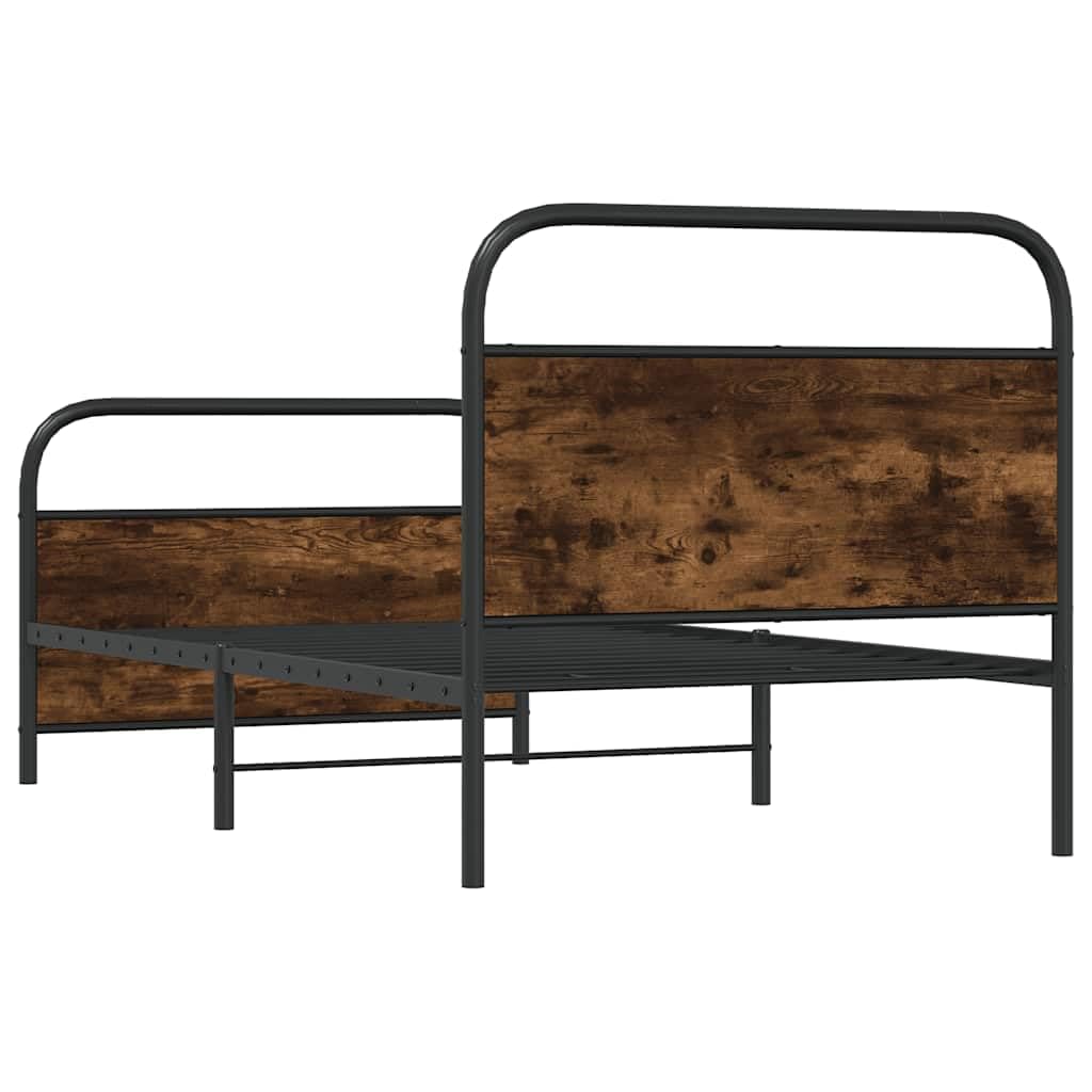 100x190 cm Steel and Engineered Wood Bed Frame with Slats | Features a durable metal platform structure that supports mattresses directly without needing a box spring.