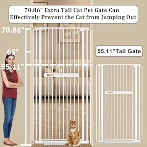 WAOWAO-7086-Extra-Tall-Cat-Pet-Gate-2992-6142-Wide-Pressure-Mounted-Walk-Through-Swing-Auto-Close-Safety-White-Metal-Baby-Toddler-Kids-Child-Dog-Pet-Puppy-Cat-for-Indoor-StairsDoorways - Cucciolini Doodles   WAOWAO-7086-Extra-Tall-Cat-Pet-Gate-2992-6142-Wide-Pressure-Mounted-Walk-Through-Swing-Auto-Close-Safety-White-Metal-Baby-Toddler-Kids-Child-Dog-Pet-Puppy-Cat-for-Indoor-StairsDoorways