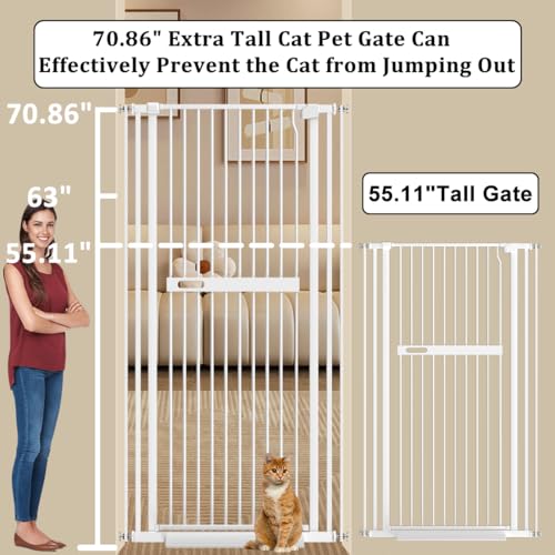 WAOWAO-7086-Extra-Tall-Cat-Pet-Gate-2992-6142-Wide-Pressure-Mounted-Walk-Through-Swing-Auto-Close-Safety-White-Metal-Baby-Toddler-Kids-Child-Dog-Pet-Puppy-Cat-for-Indoor-StairsDoorways - Cucciolini Doodles   WAOWAO-7086-Extra-Tall-Cat-Pet-Gate-2992-6142-Wide-Pressure-Mounted-Walk-Through-Swing-Auto-Close-Safety-White-Metal-Baby-Toddler-Kids-Child-Dog-Pet-Puppy-Cat-for-Indoor-StairsDoorways