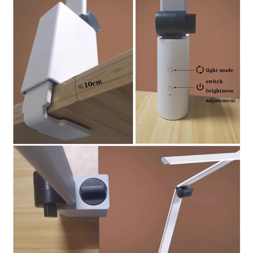 Lámpara Escritorio LED Lámpara de escritorio con abrazadera, luz LED de protección ocular con atenuación automática de 18 W, lámpara de mesa moderna de 31,4 pulgadas de largo con brazo ajustable for l