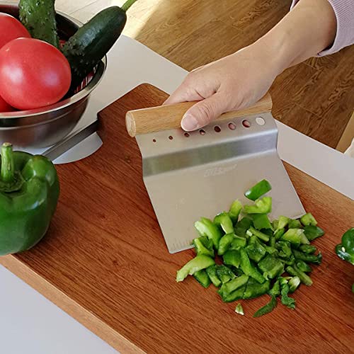 Alltop Dough Bench Scraper/Cutter/Chopper Stainless Steel Blade With Herb Stripper,Multipurpose Kitchen Pastry Tool With Scale Ruler - Leaf Remover - 1 Pack #TOP6