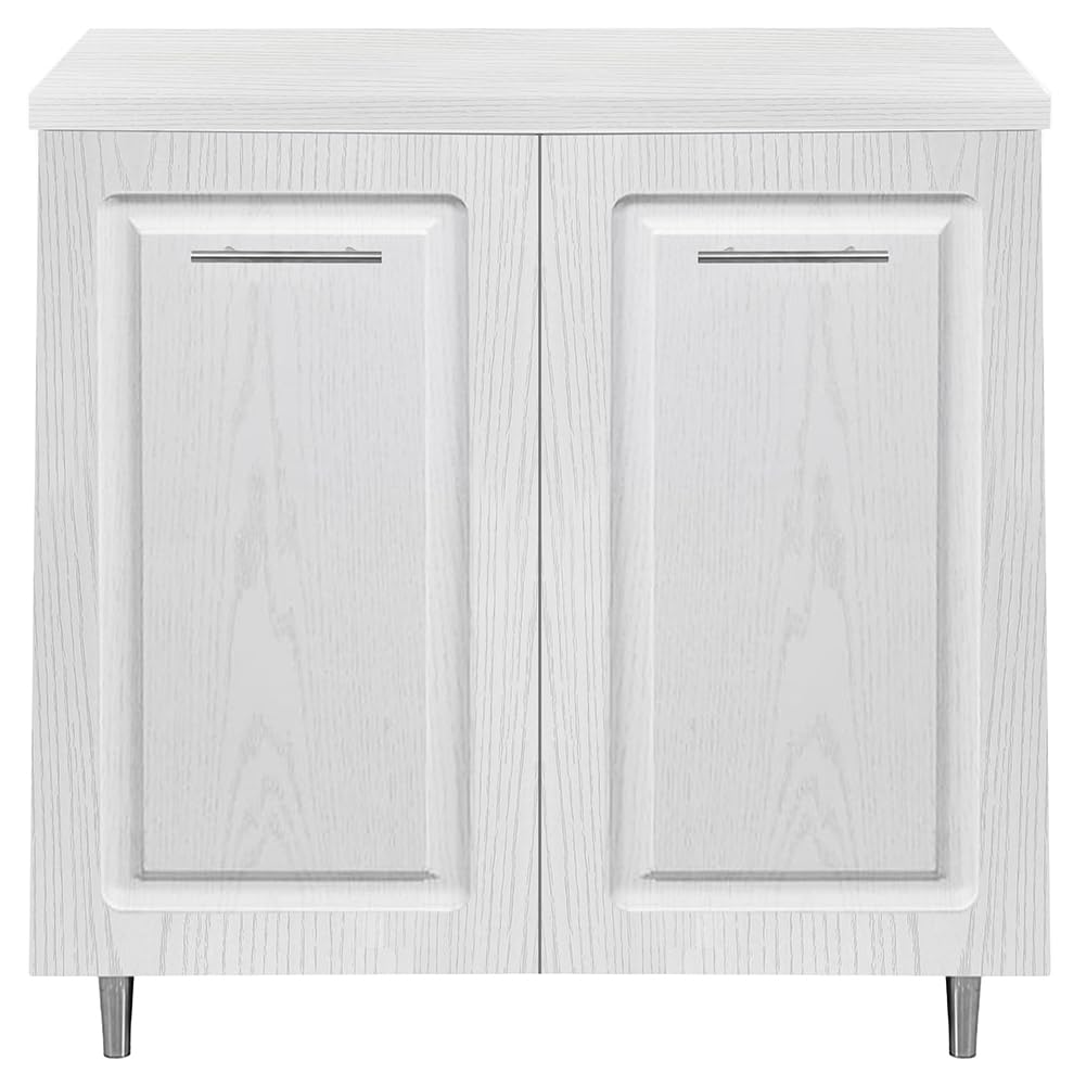 Shally Dogan Mobile Base per Cucina con Due Ante e Due Scomparti Design Boiserie, Mobiletto con Struttura in Legno Robusta e Resistente, Mobile Componibile, 80 x 50 x 85H cm (Bianco Frassinato)
