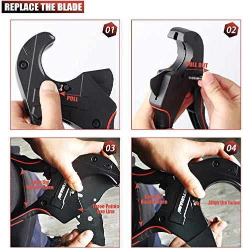 Getuhand Ratchet-Type Pvc Pipe Cutters, Cuts Up To 2-1/2", One-Hand Fast Plastic Pipe Cutter With Replacement Blade And Quick Change Blade System, Tool Gift For Men #TOP5