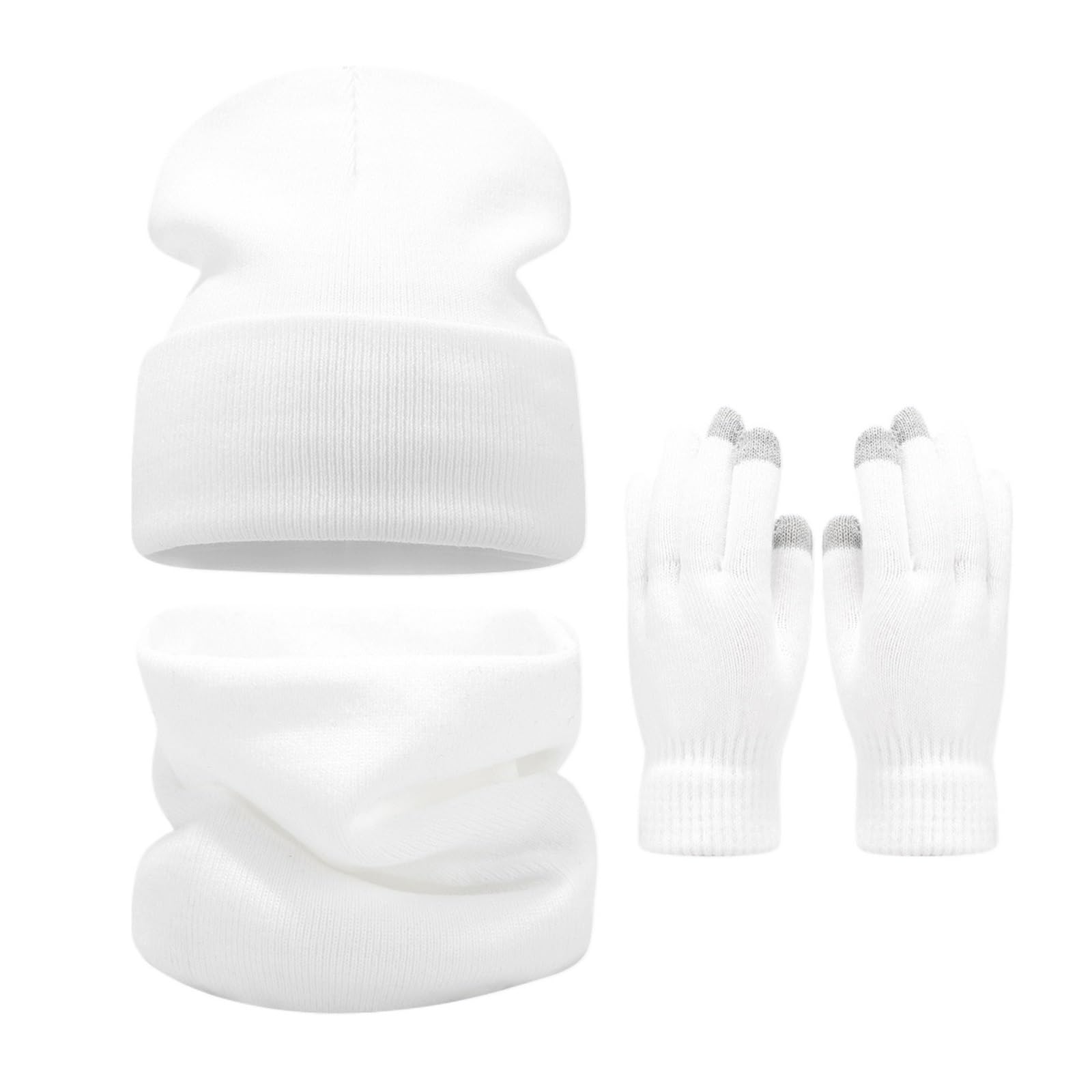 Generico Set di cappello, sciarpa, guanti, berretto, scaldacollo, spessi e termici, 3 pezzi for il freddo
