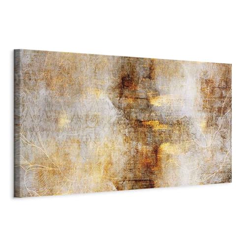 B&D XXL - Tableau décoratif abstrait 150x50 cm - Impression sur toile colorée - Décoration murale pour salon et chambre - Cadre en Bois - Marron blanc -...