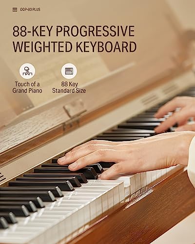 Image of Donner DDP-80 PLUS Digital Piano 88 Key Weighted Keyboard, Home Electric Piano, Supports USB-MIDI & Headphones Connection, Semi-open Cover Designed, with Metal Three Pedal, Power Adapter