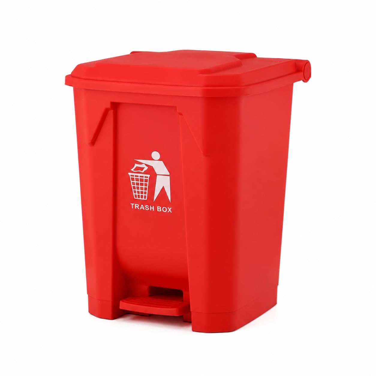 Recycling Pedal Bin 30/50/80L, Kitchen Waste Rubbish Bin with Hands-Free Foot Pedal Lid, Large Home Office Trash Can for Recycling, Utility Room & Indoor Waste (RED, 50L)