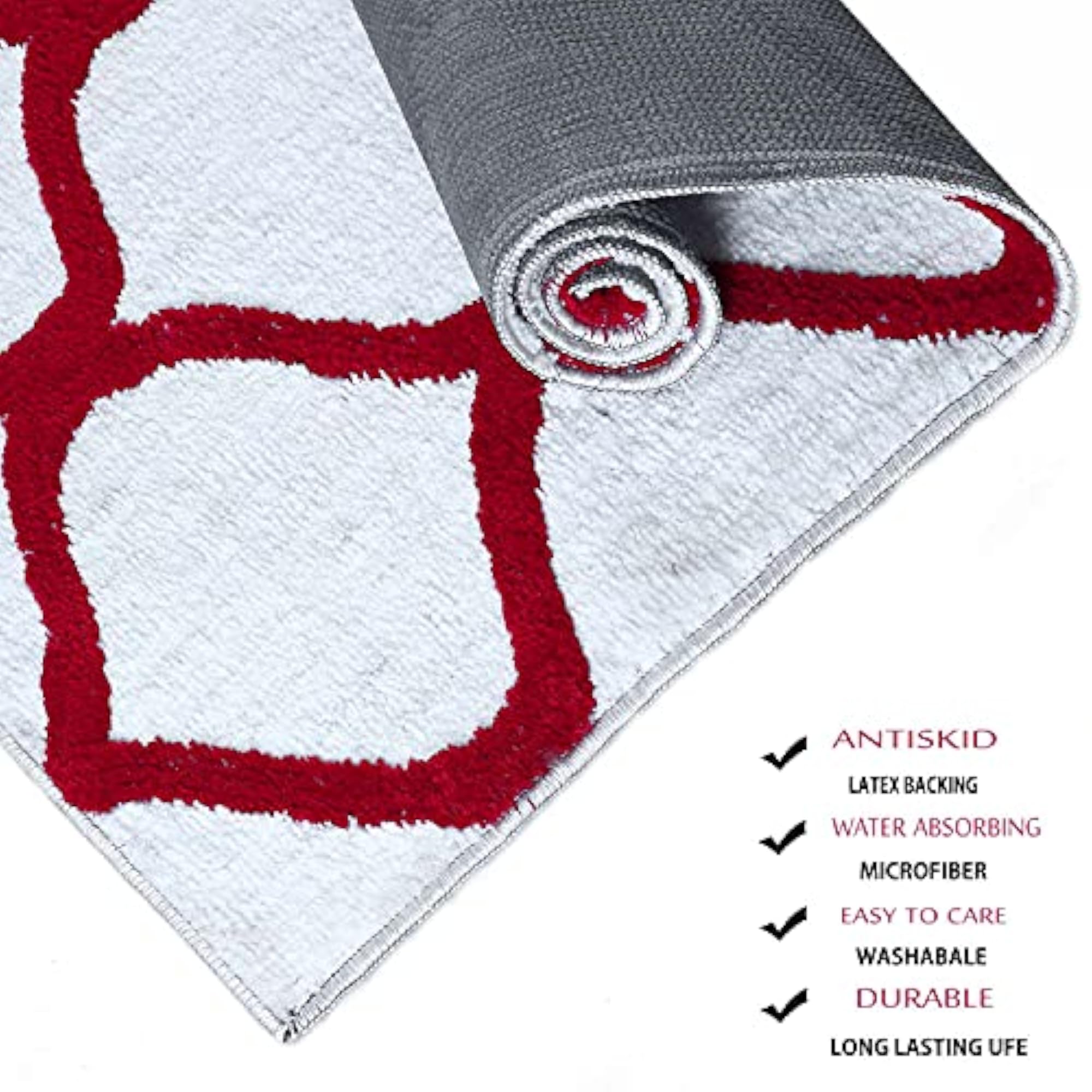 Anti-Slip Bath Mat Microfiber Soft, White